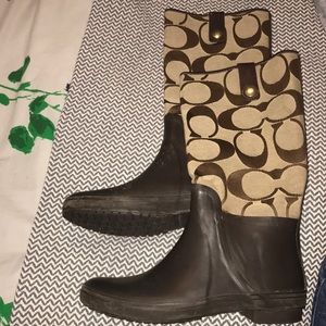 Brown Coach Rain Boots 9M